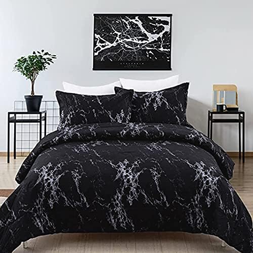 Black Marble Comforter Set, Bedding for All Seasons, 3-Piece Set