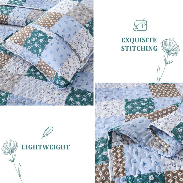 Frosted Blue Hydrangea Elegant 3 Pc Bedspread & Pillow Cover Set