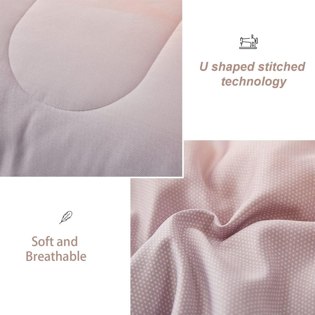 Girls Comforter Set, Ombre Blue Pink Rainbow 3-Piece Bedding Collection