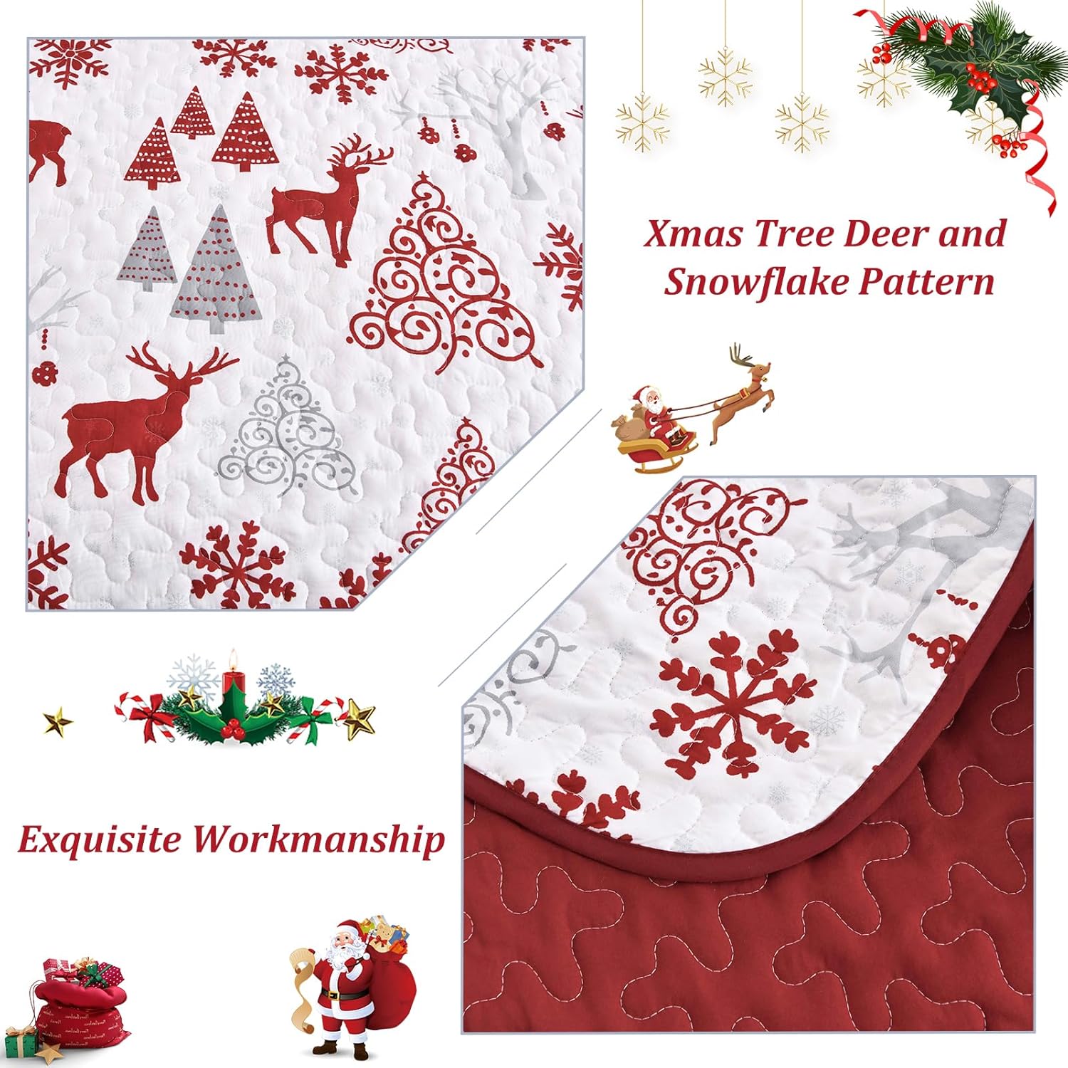 Snowflake Pattern nordic Christmas Bedspread Set