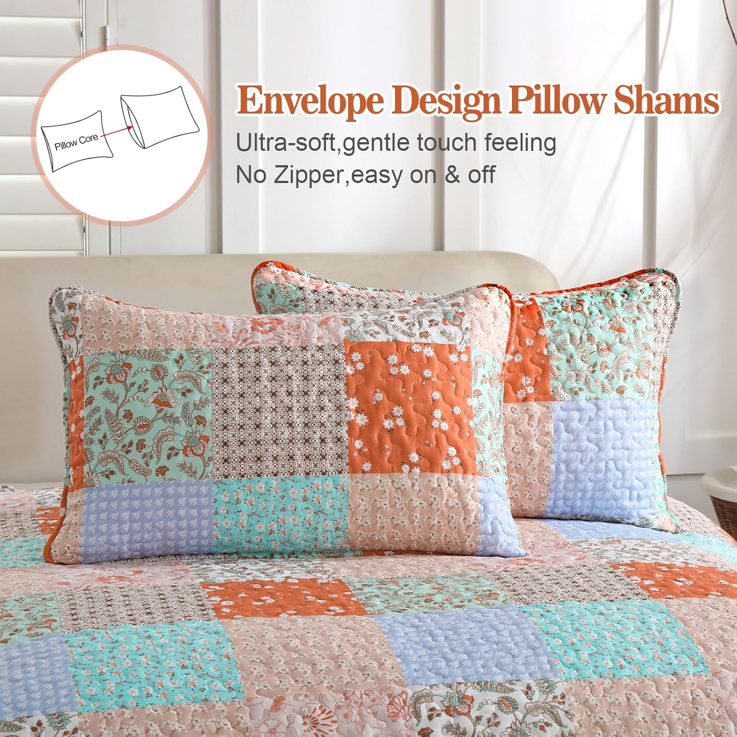 Delicate Lace Blossom Soft 3 Pc Bedspread & Pillow Cover Set