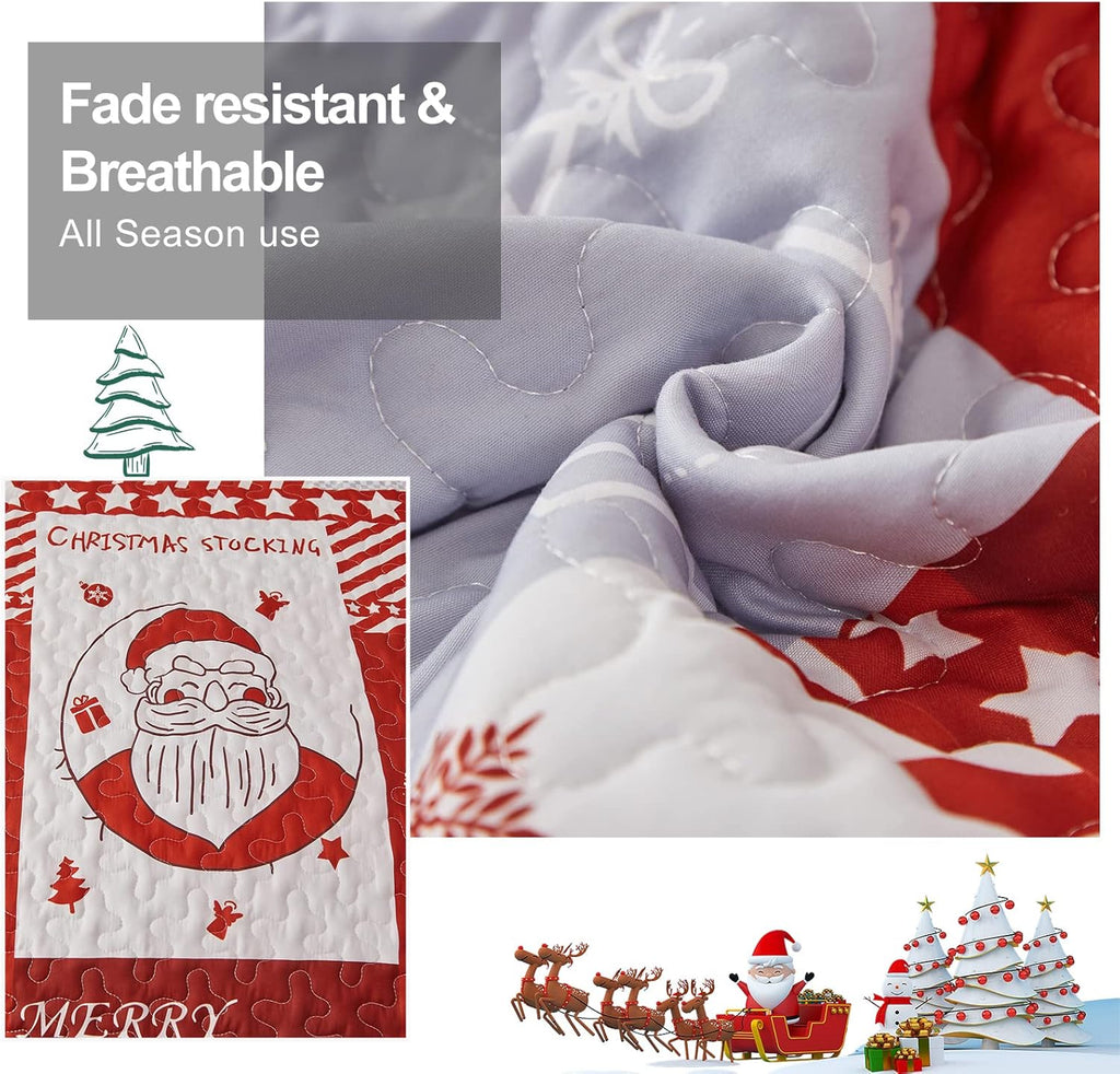 Winter Wonderland snowman santa Christmas Bedspread Set