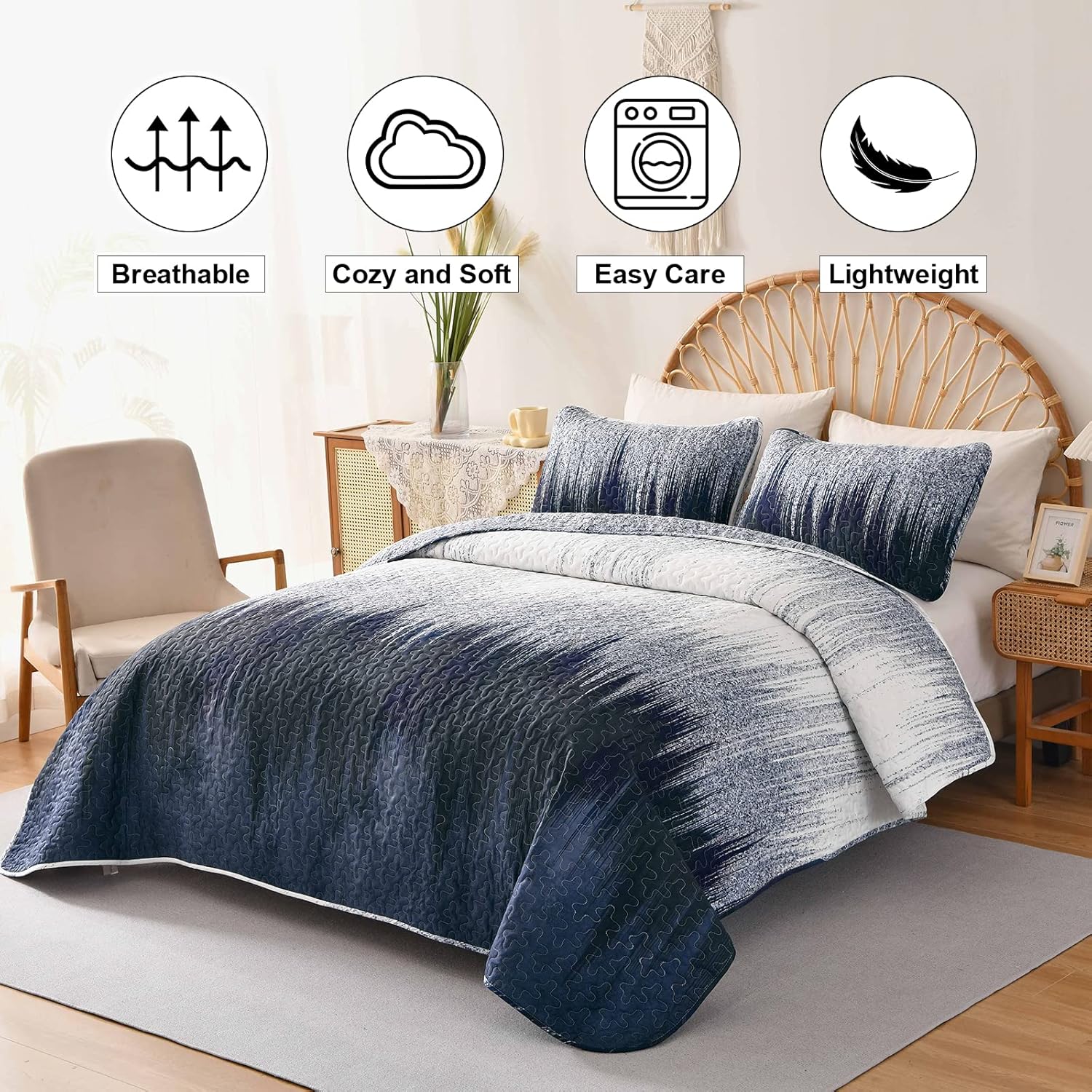 Feminine cave stalactites pattern 3 Pc Bedspread & Pillow Cover Set