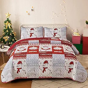 Winter Wonderland snowman santa Christmas Bedspread Set