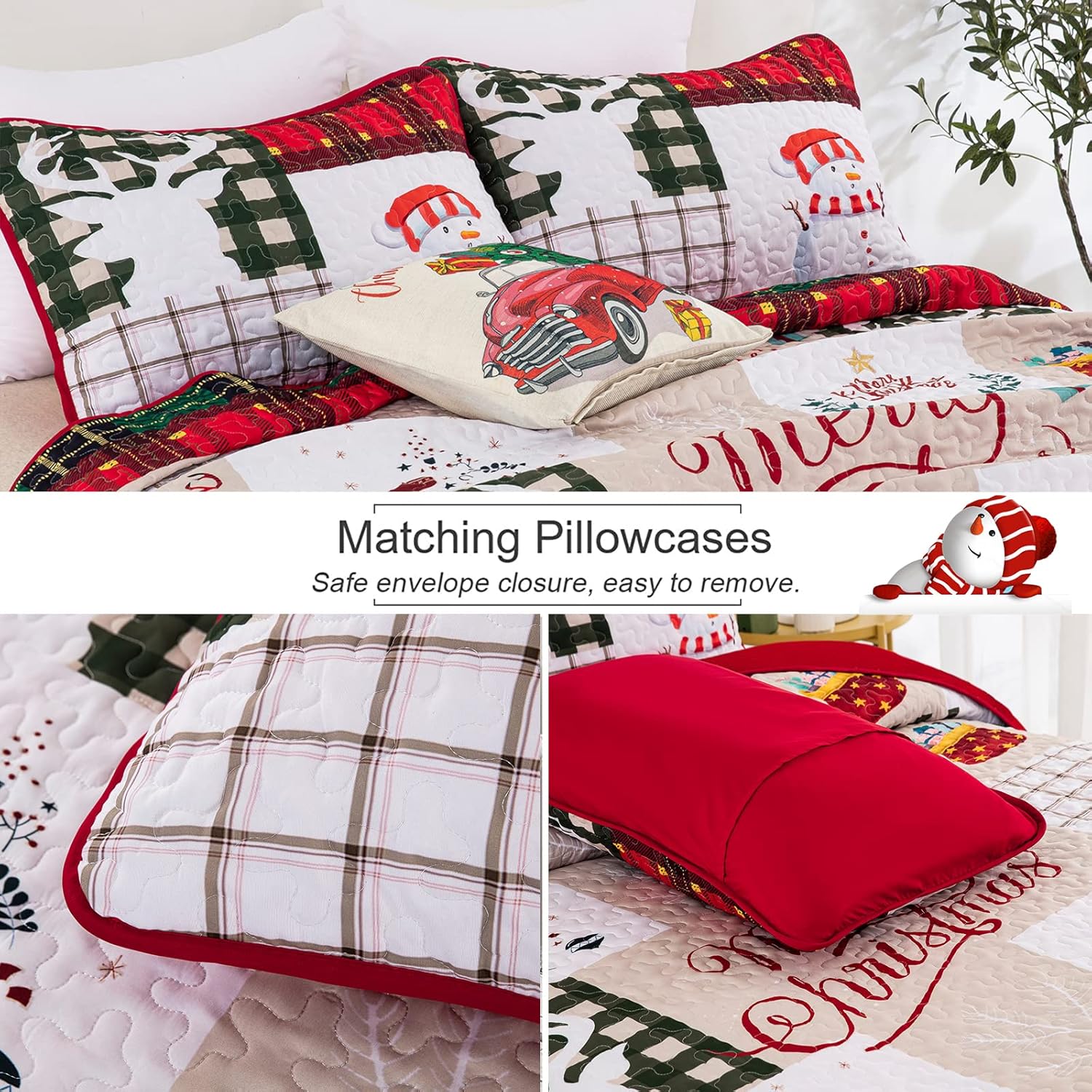 Festive snowman merry Christmas Bedspread Set