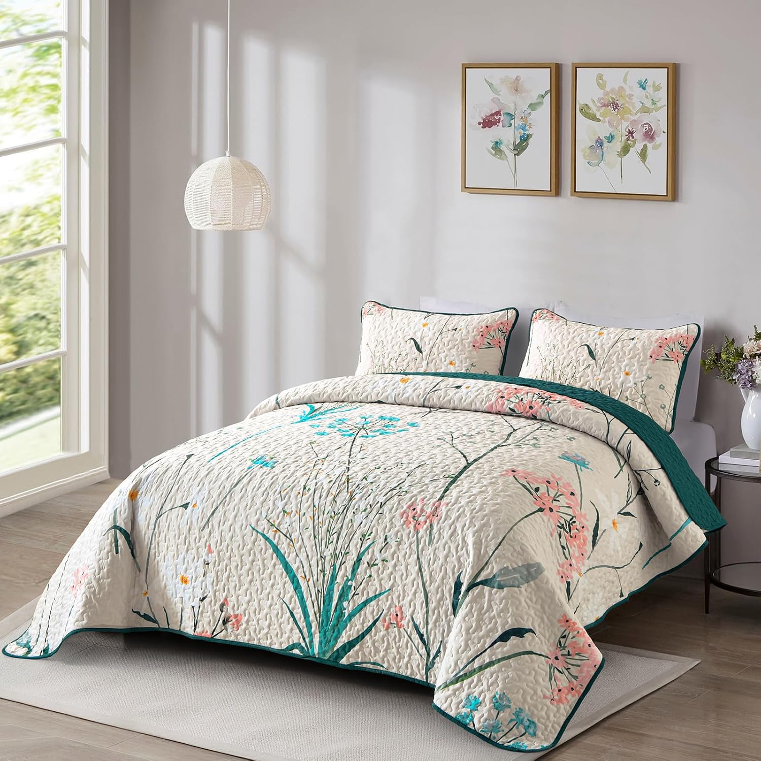 Soft floaral Orchid Dream 3 Pc Bedspread & Pillow Cover Set