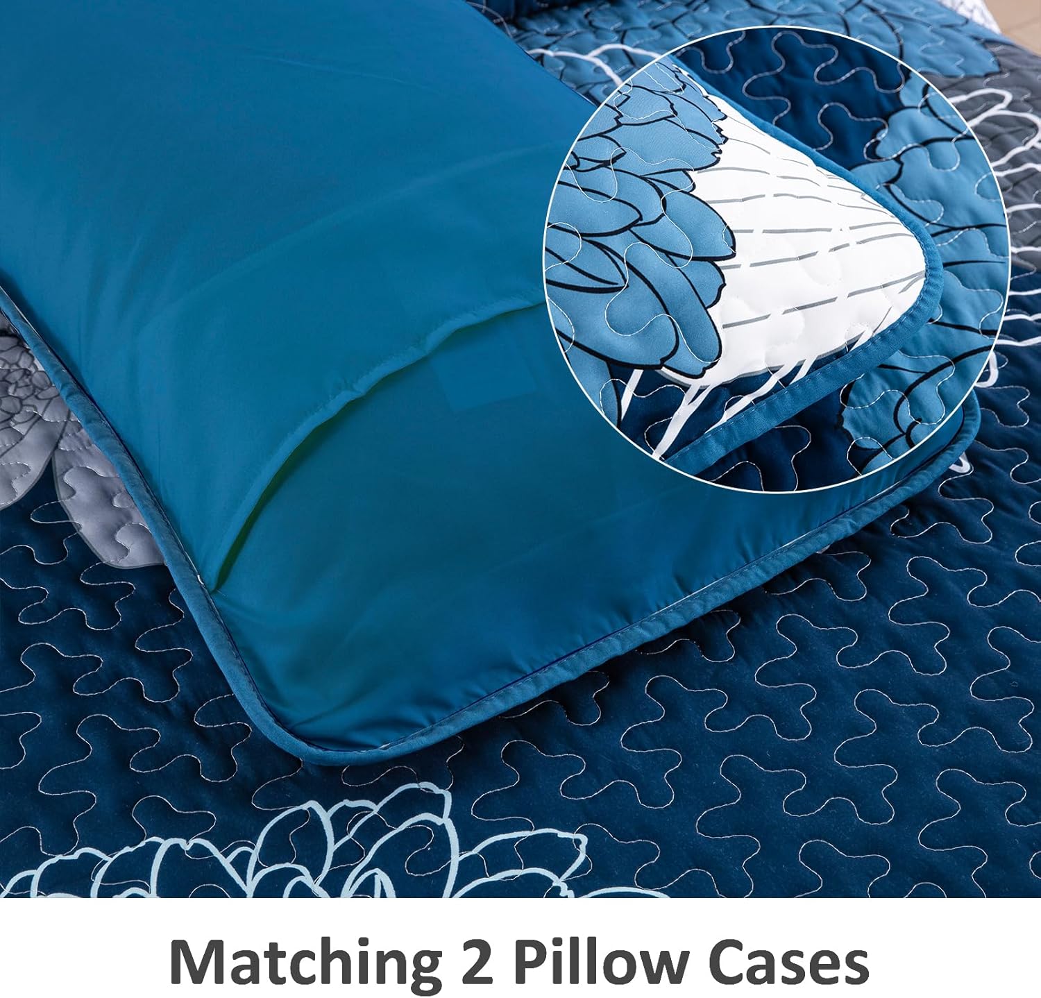 Frosted Magnolia Chic blue 3 Pc Comforter & Pillow Cover Set