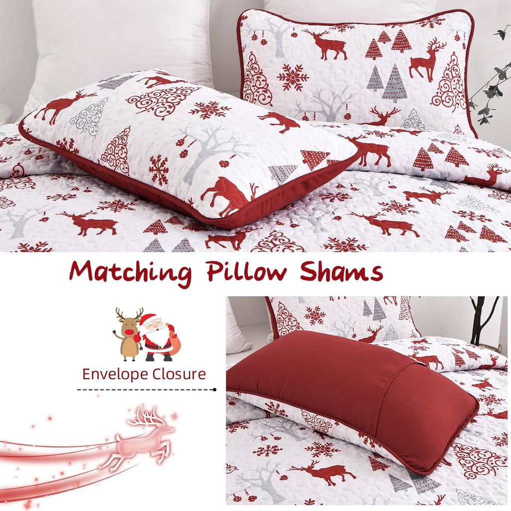Snowflake Pattern nordic Christmas Bedspread Set