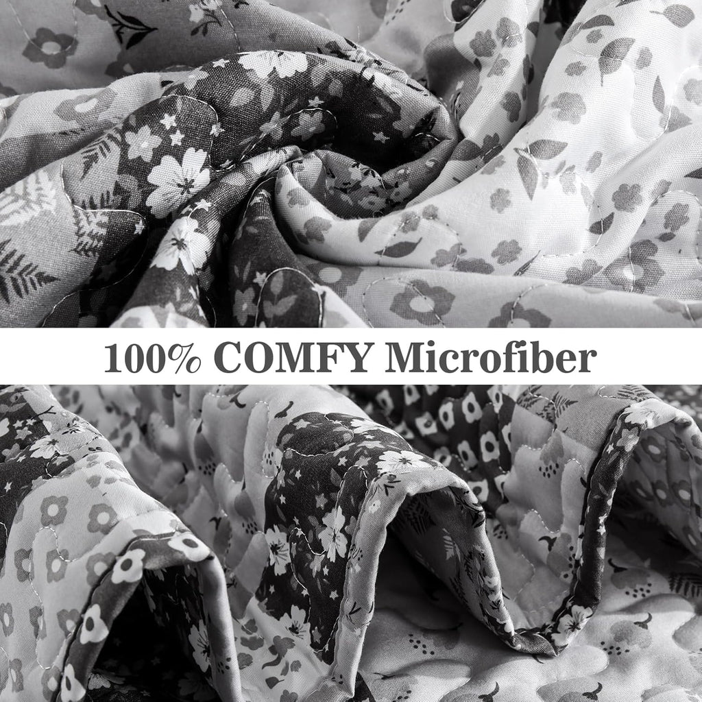 Autumn patchwork B/W Pattern 3 Pc Bedspread & Pillow Cover Set