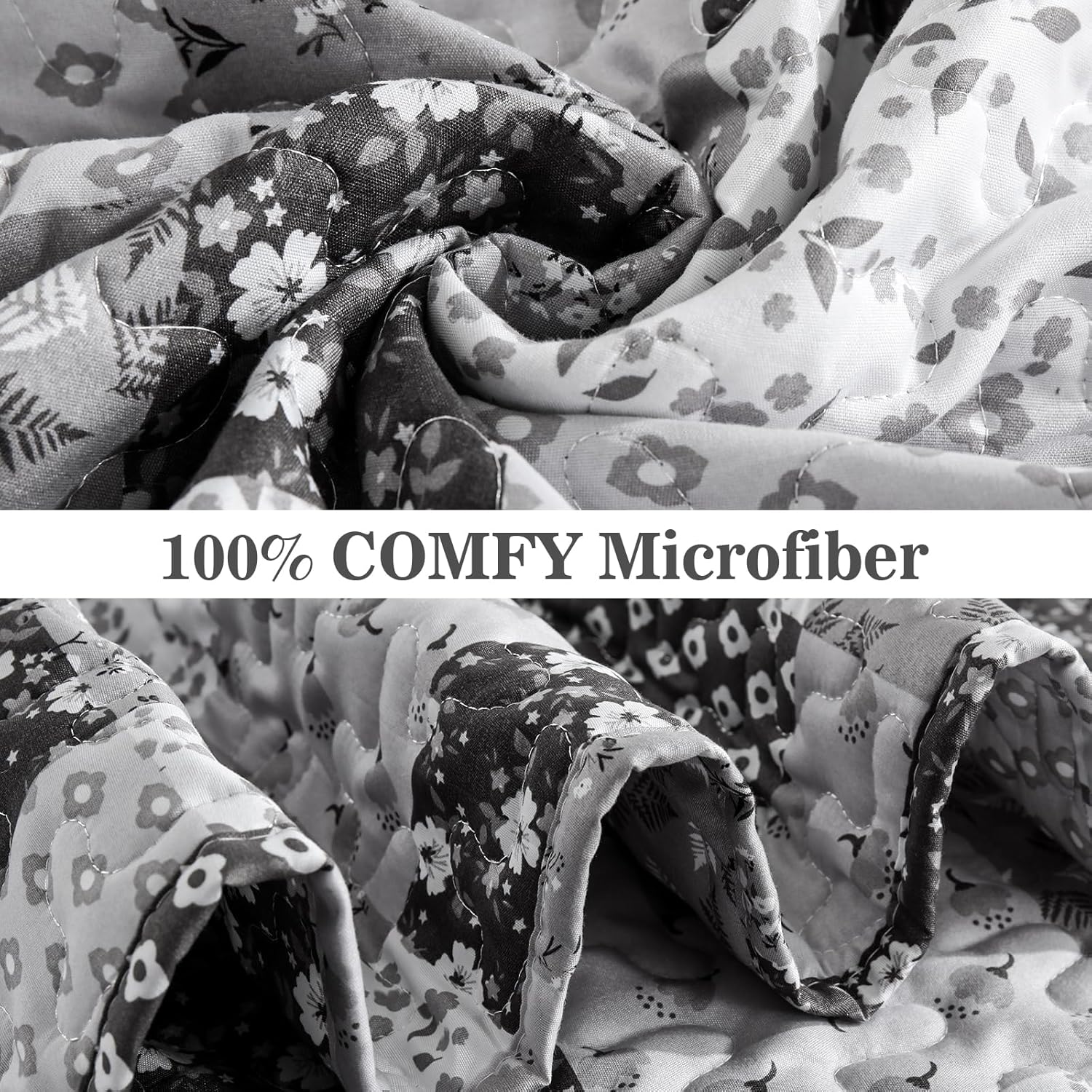 Autumn patchwork B/W Pattern 3 Pc Bedspread & Pillow Cover Set