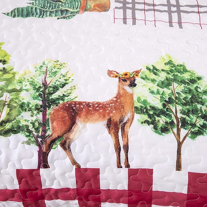 Festive Christmas Red & Green Bedspread Set