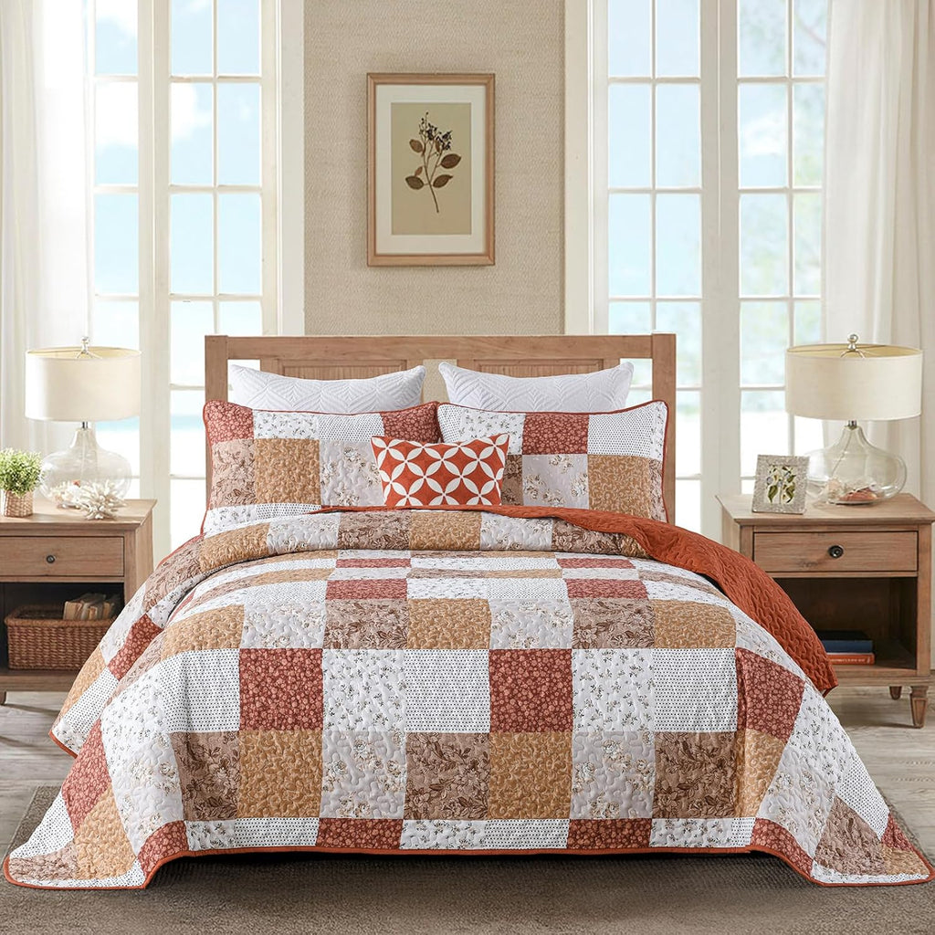 Checkered Bedspread Set Vibrant Retro Pattern