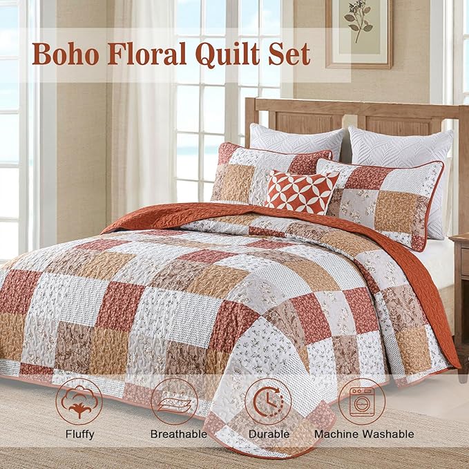 Checkered Bedspread Set Vibrant Retro Pattern