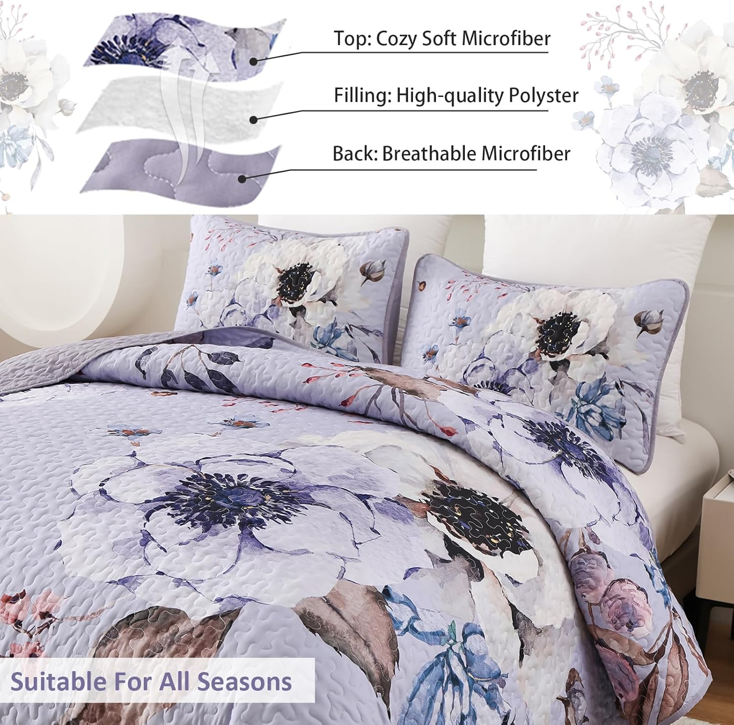 Beautiful Quilted coverlet and pillowcovers set: Comfortable and Versatile