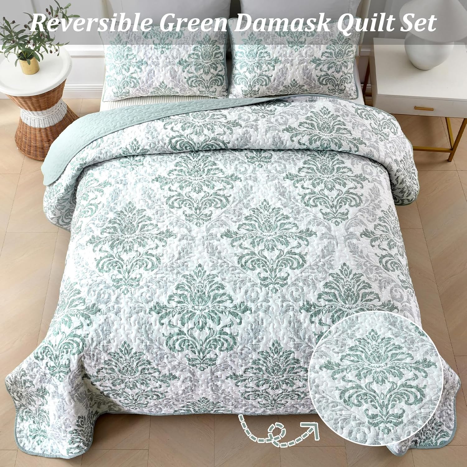 Minimalist Sleek Textured 3 Pc Bedspread & Pillow Cover Set