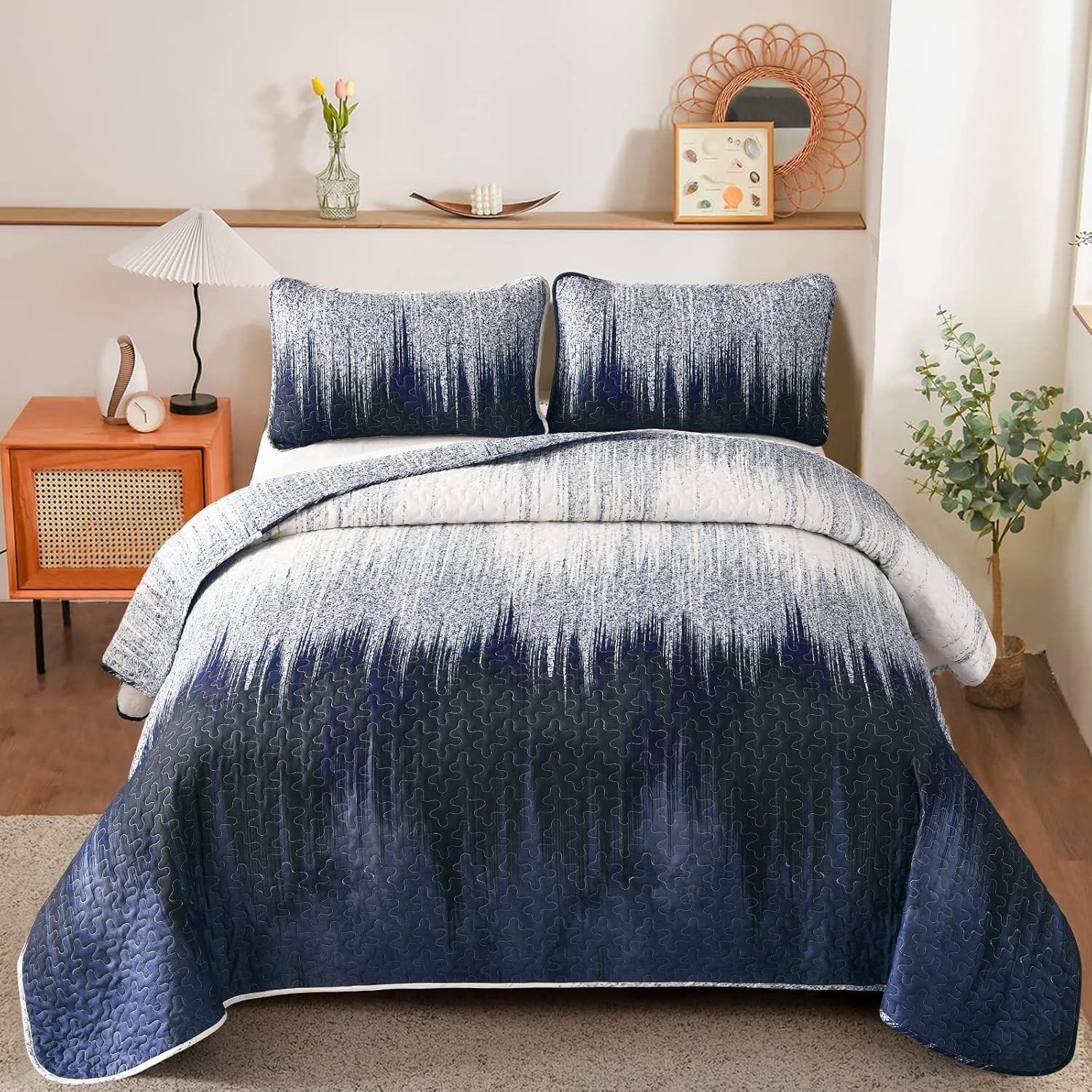 Feminine cave stalactites pattern 3 Pc Bedspread & Pillow Cover Set