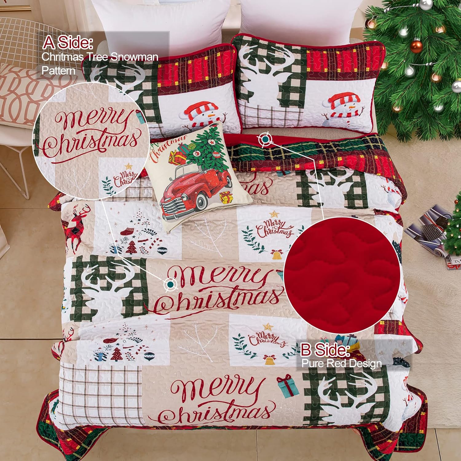 Festive snowman merry Christmas Bedspread Set