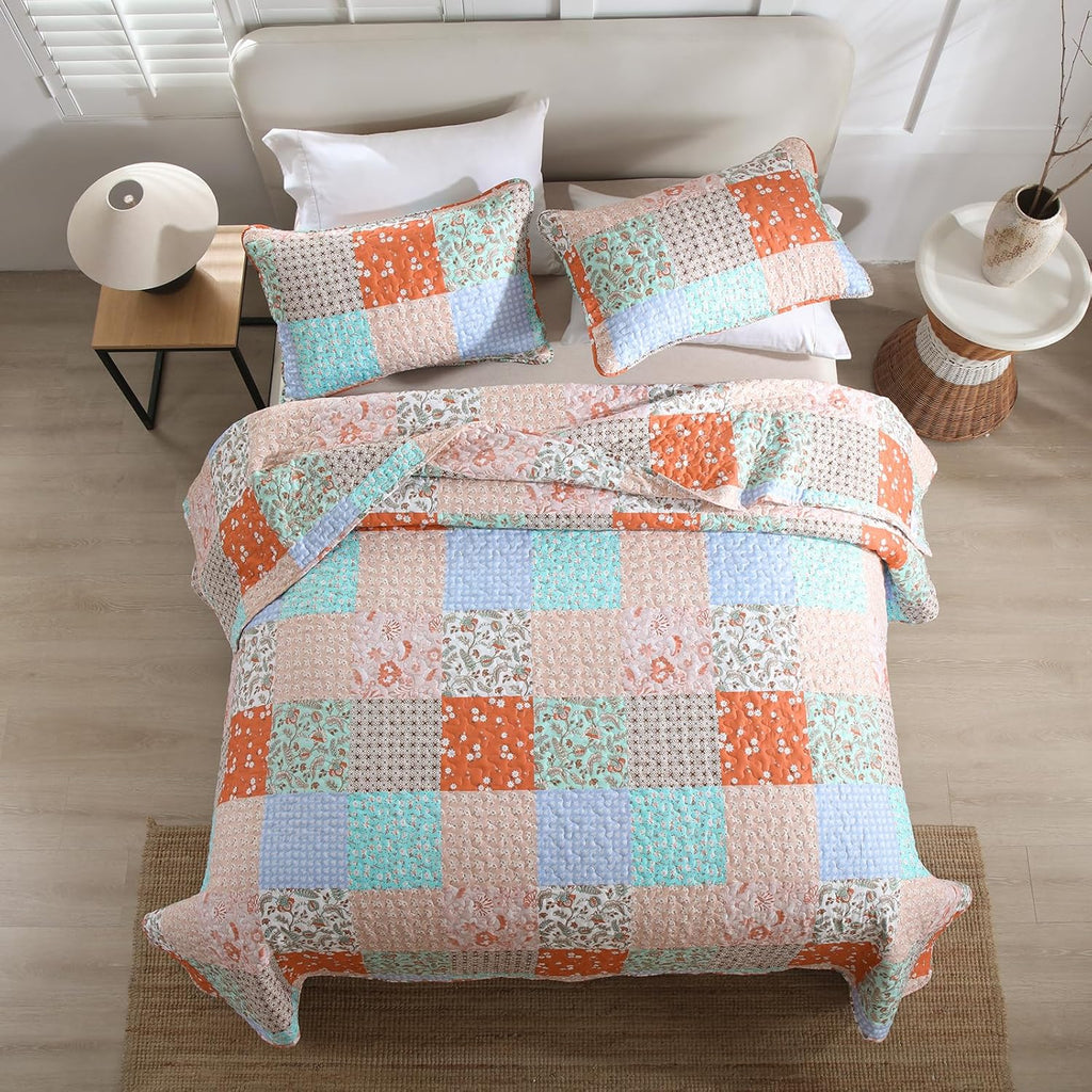 Delicate Lace Blossom Soft 3 Pc Bedspread & Pillow Cover Set