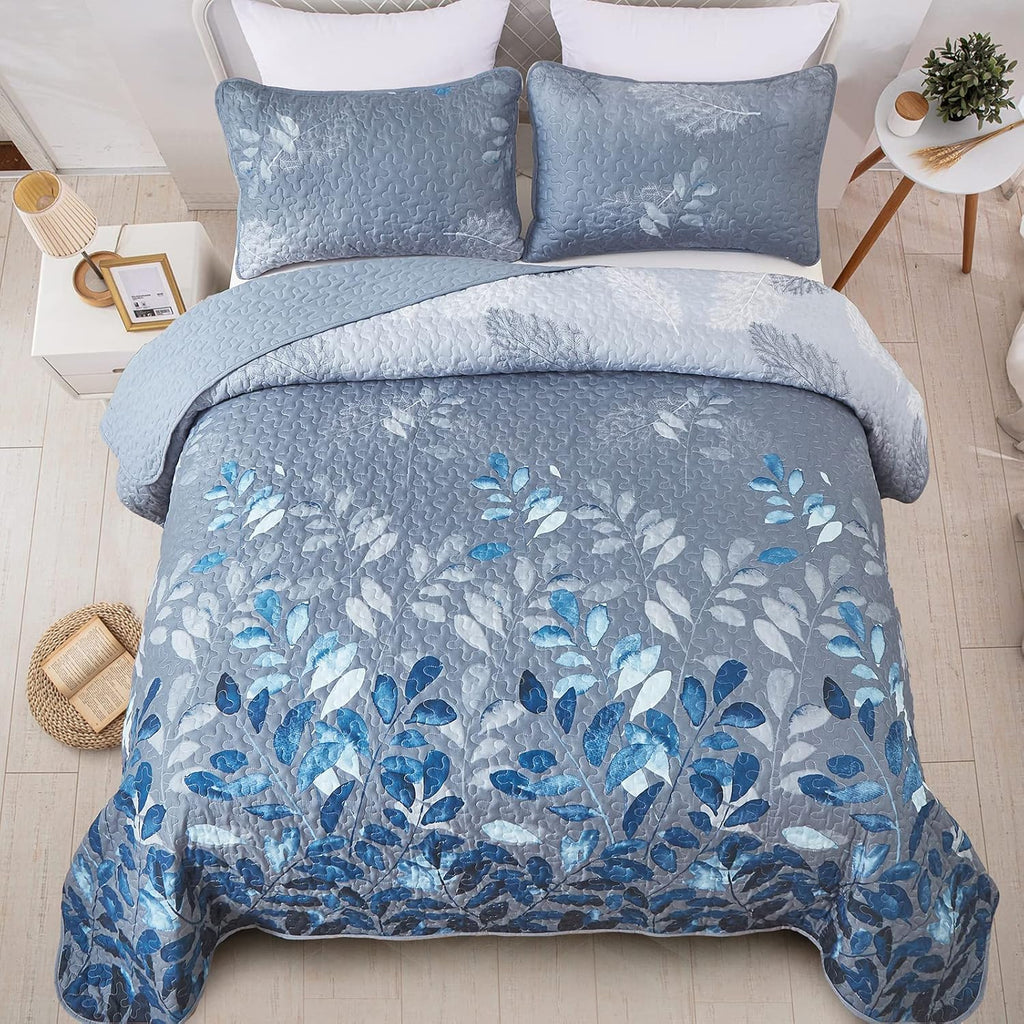 Tranquil Zen Garden Floral 3 Pc Bedspread & Pillow Cover Set