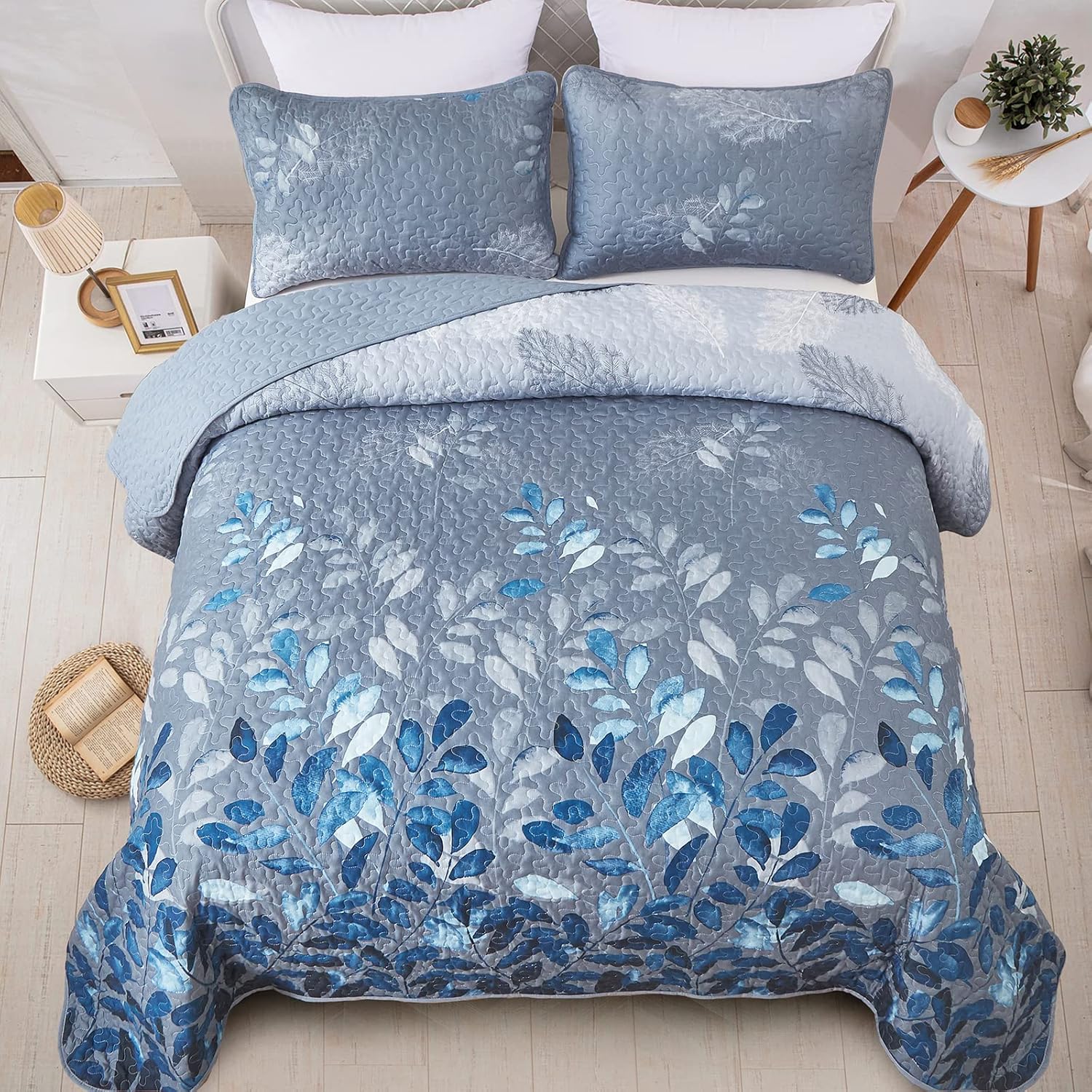 Tranquil Zen Garden Floral 3 Pc Bedspread & Pillow Cover Set