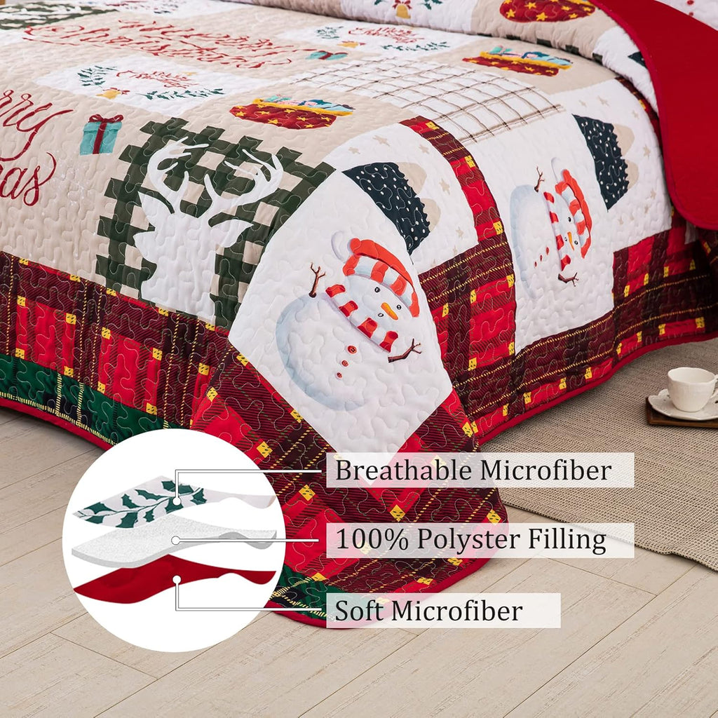 Festive snowman merry Christmas Bedspread Set