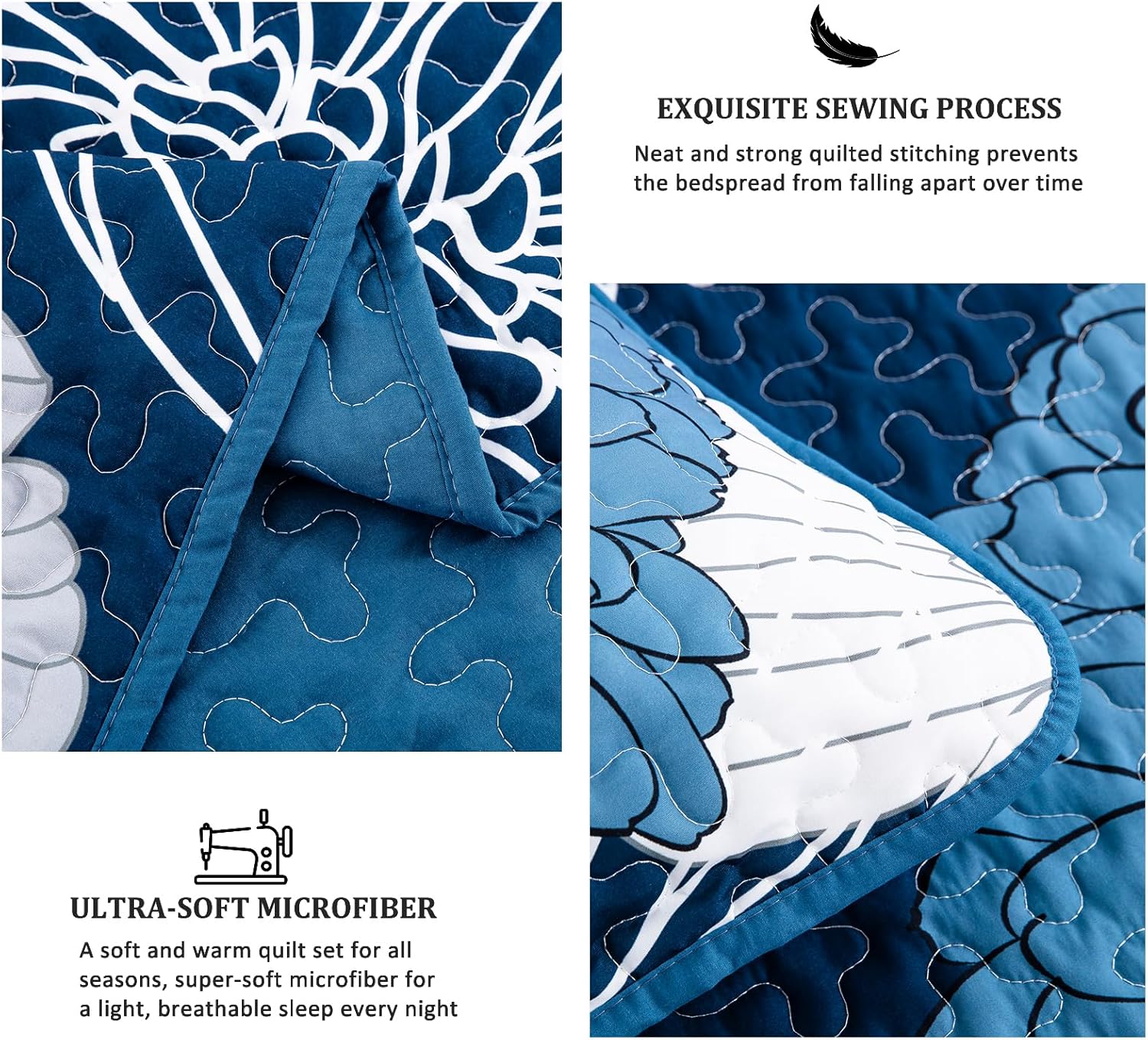 Frosted Magnolia Chic blue 3 Pc Comforter & Pillow Cover Set