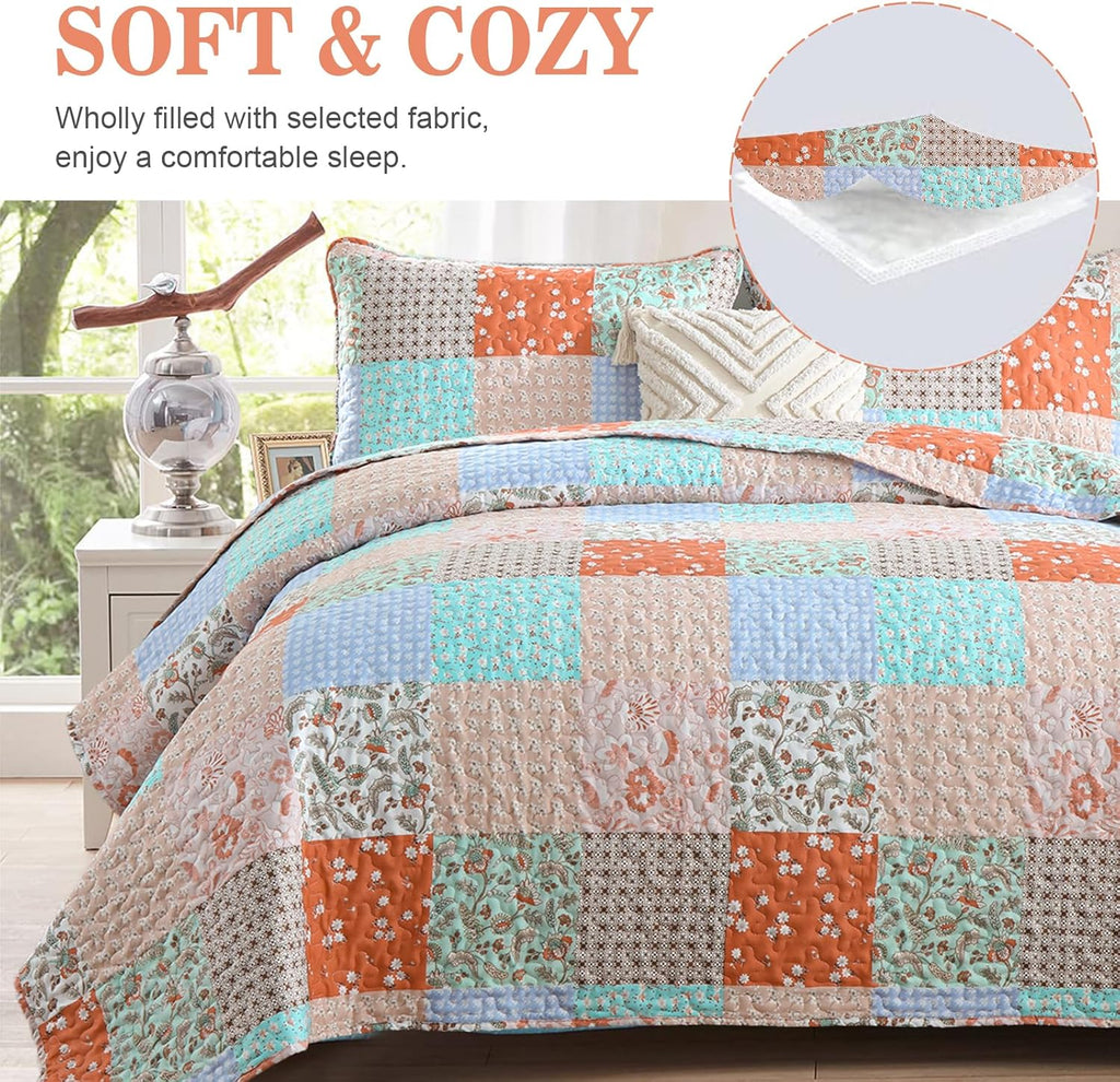 Delicate Lace Blossom Soft 3 Pc Bedspread & Pillow Cover Set