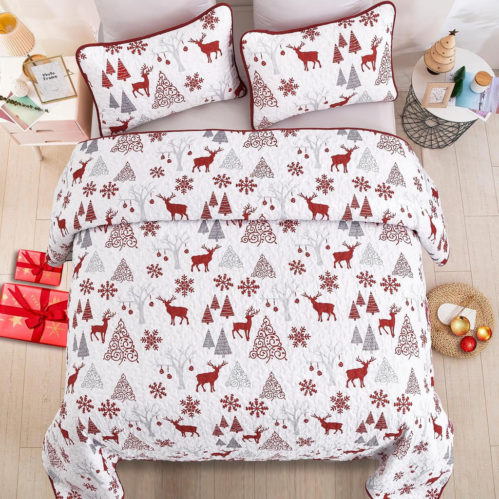 Snowflake Pattern nordic Christmas Bedspread Set