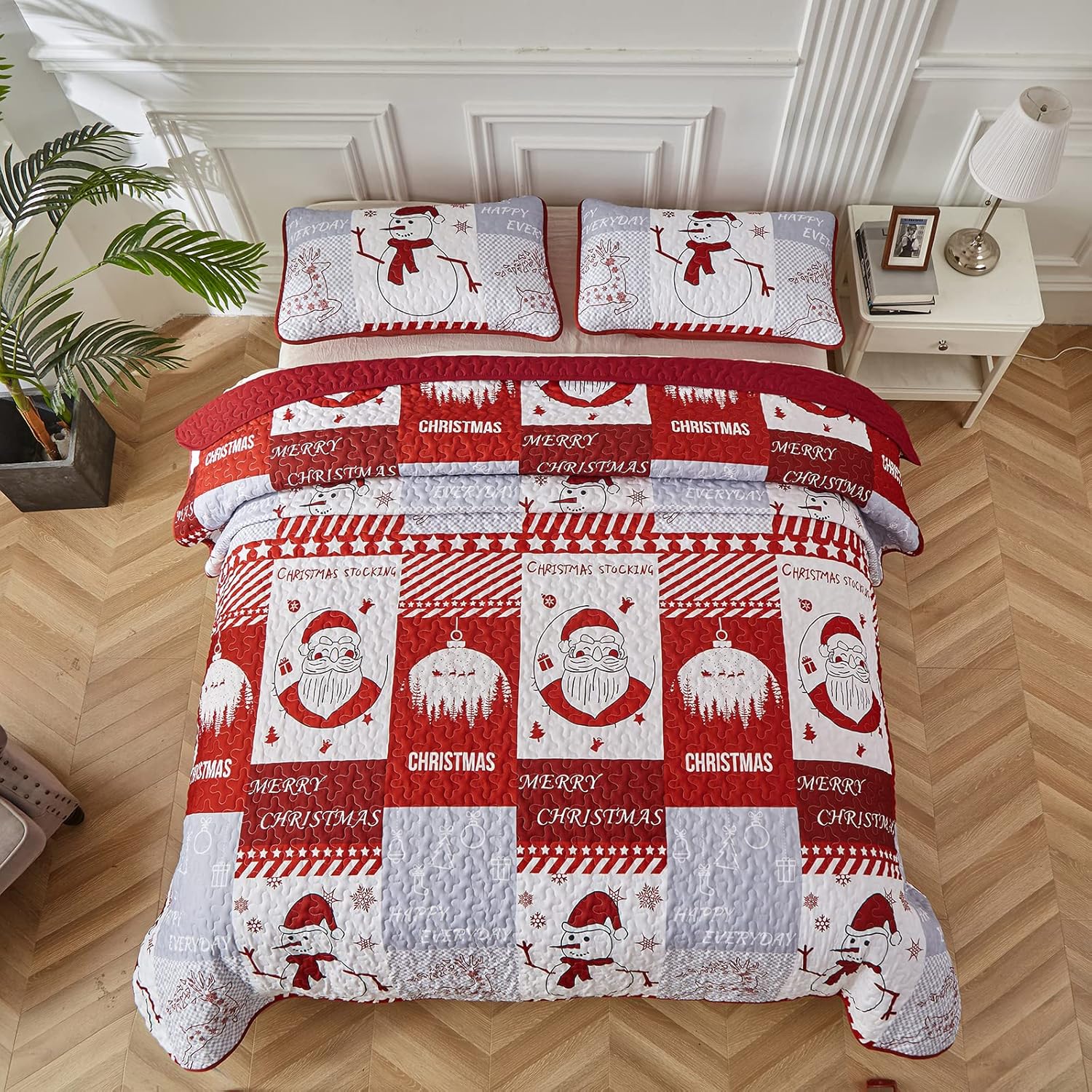 Winter Wonderland snowman santa Christmas Bedspread Set