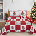 Elegant Red, greem & White Christmas Bedspread Set