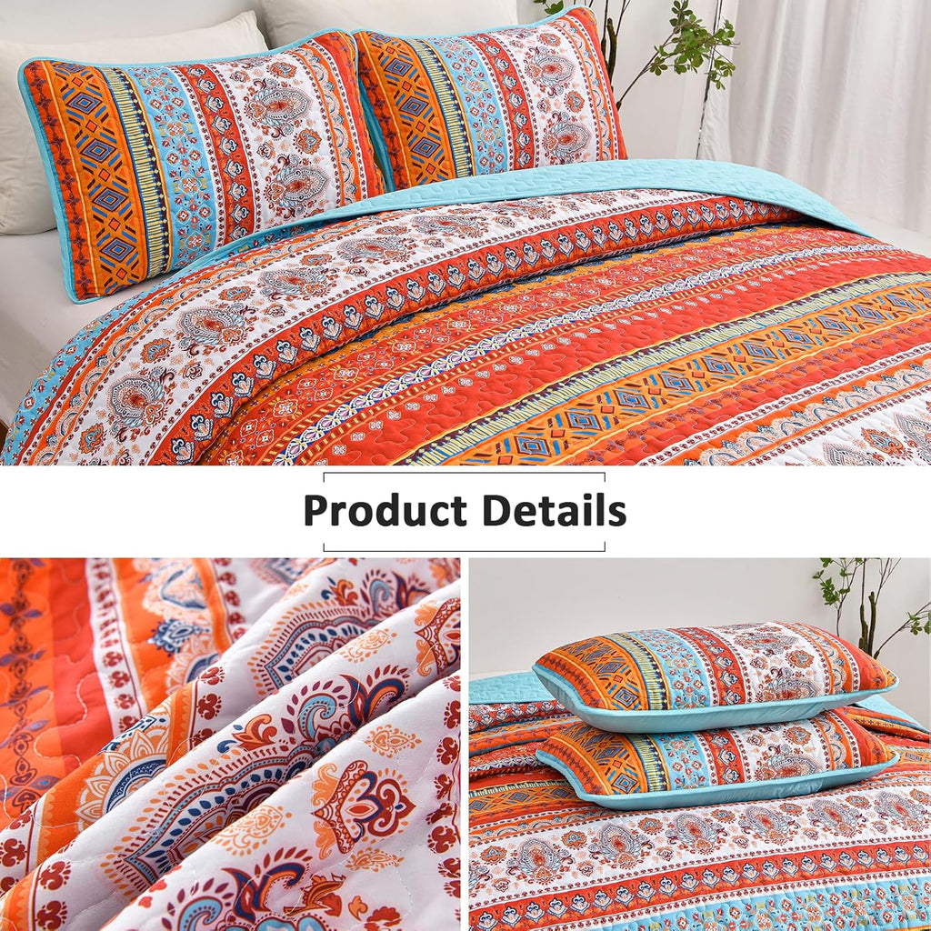 Serene boho peony Plush 3 Pc Bedspread & Pillow Cover Set