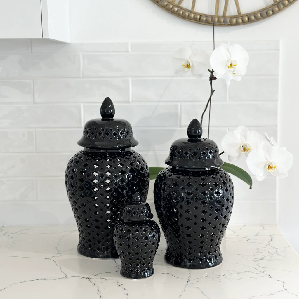 Moroccan Black Temple Jar Statement Decor
