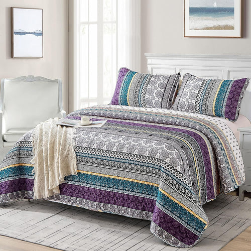 Aesthetic Quilted Bedspread and Pillowcases Set: Unify Your Bedroom's Look