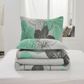 Floral Comforter Set, Green Floral 3-Piece Bedding, Lightweight Microfiber