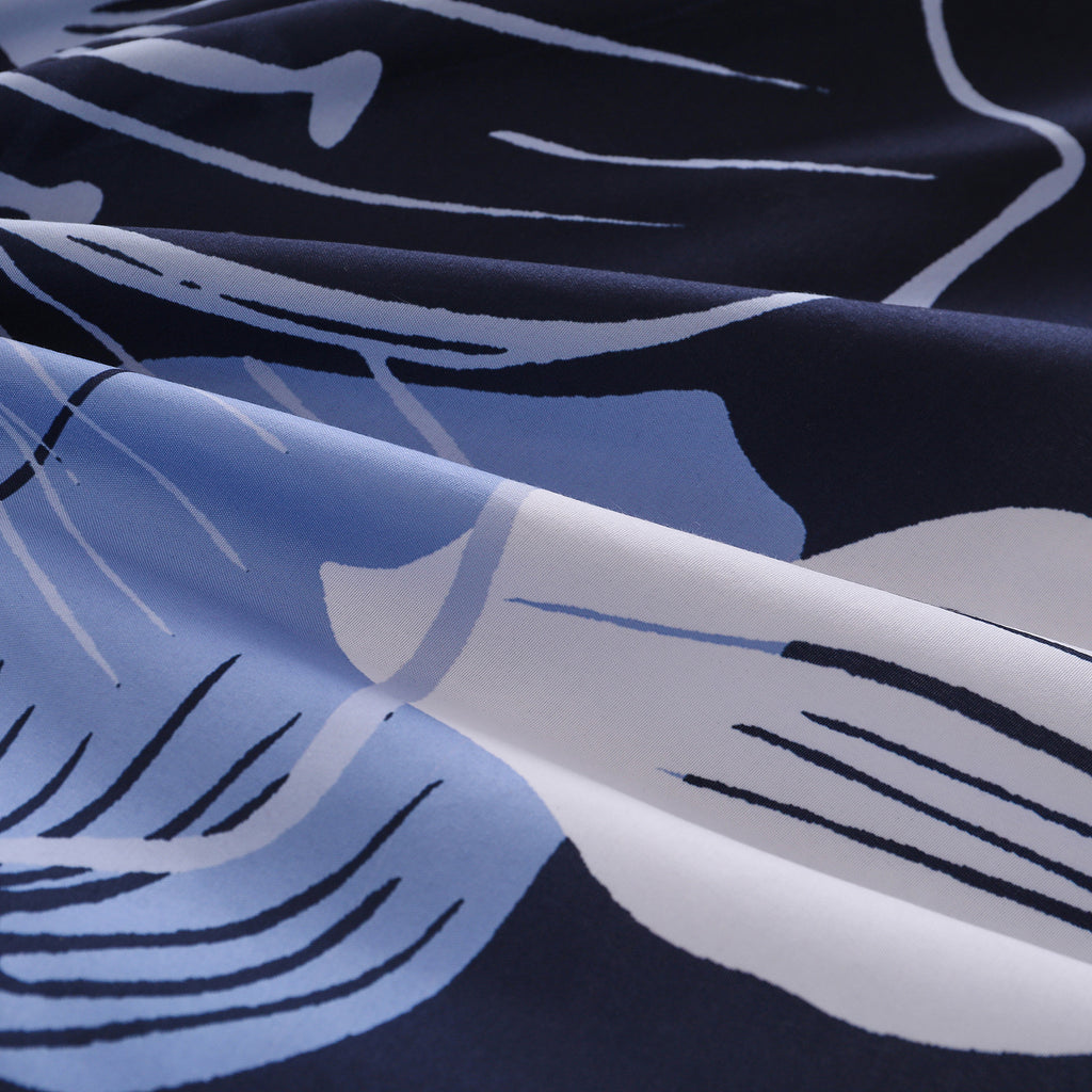 Comforter Set, Navy Blue Floral 3-Piece Bedding, Soft Microfiber for All Seasons