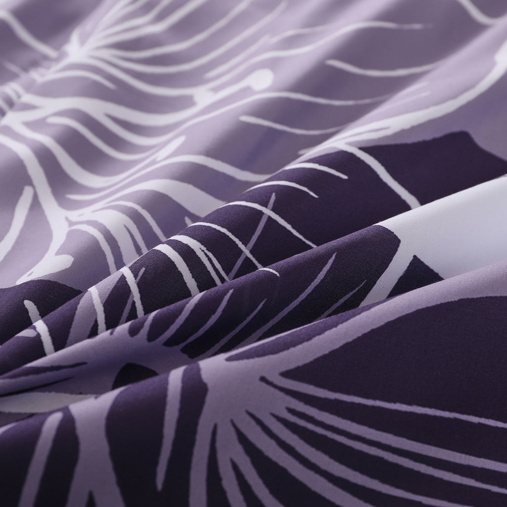 Comforter Set, Dark Purple Floral 3-Piece Bedding, Soft Microfiber for All Seasons