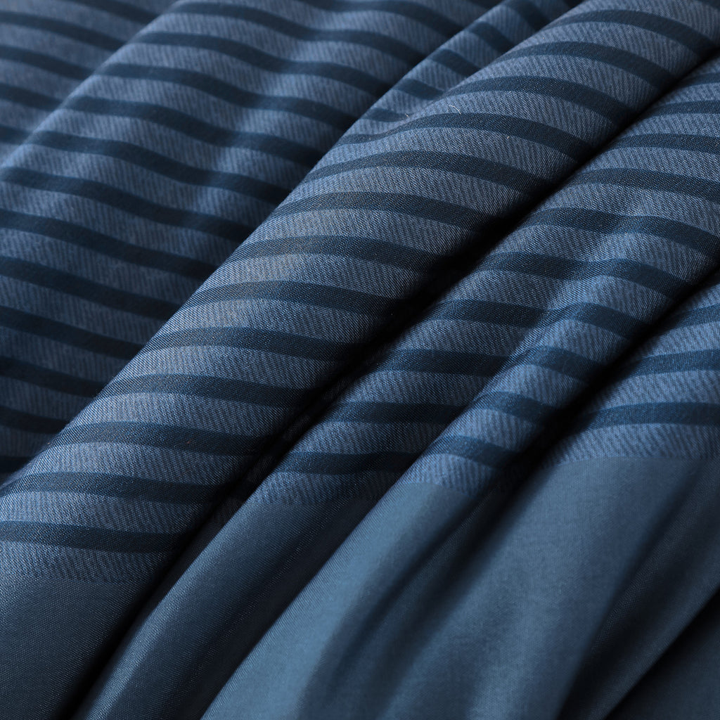 Navy Blue Comforter Set, Striped 3-Piece Bedding Collection