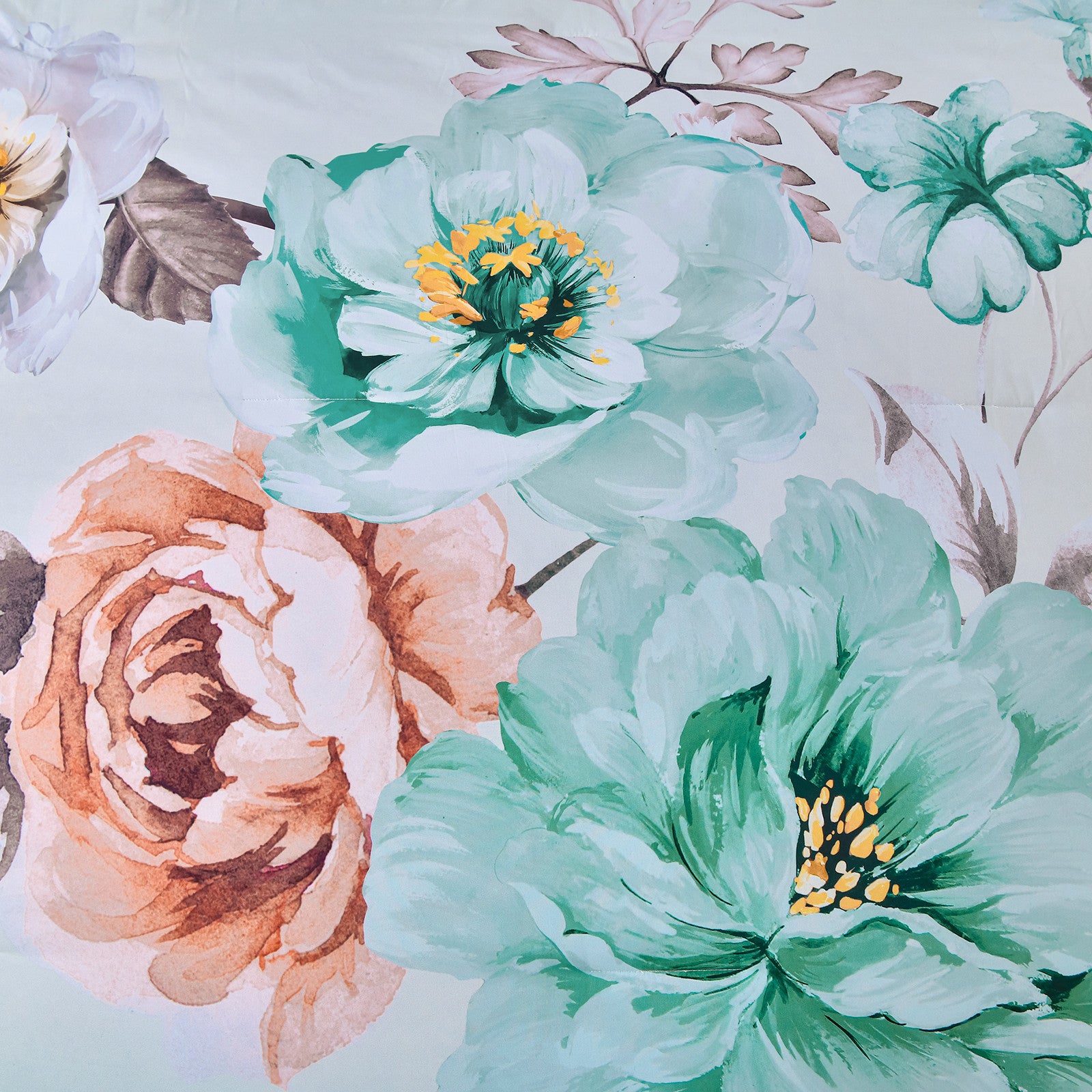 Warm Floral Comforter Set, Cozy Quilted Bedding with Pillowcases