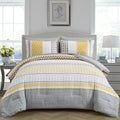 Floral Stripes Comforter Set, Deluxe 3-Piece Bedding with Pillowcases