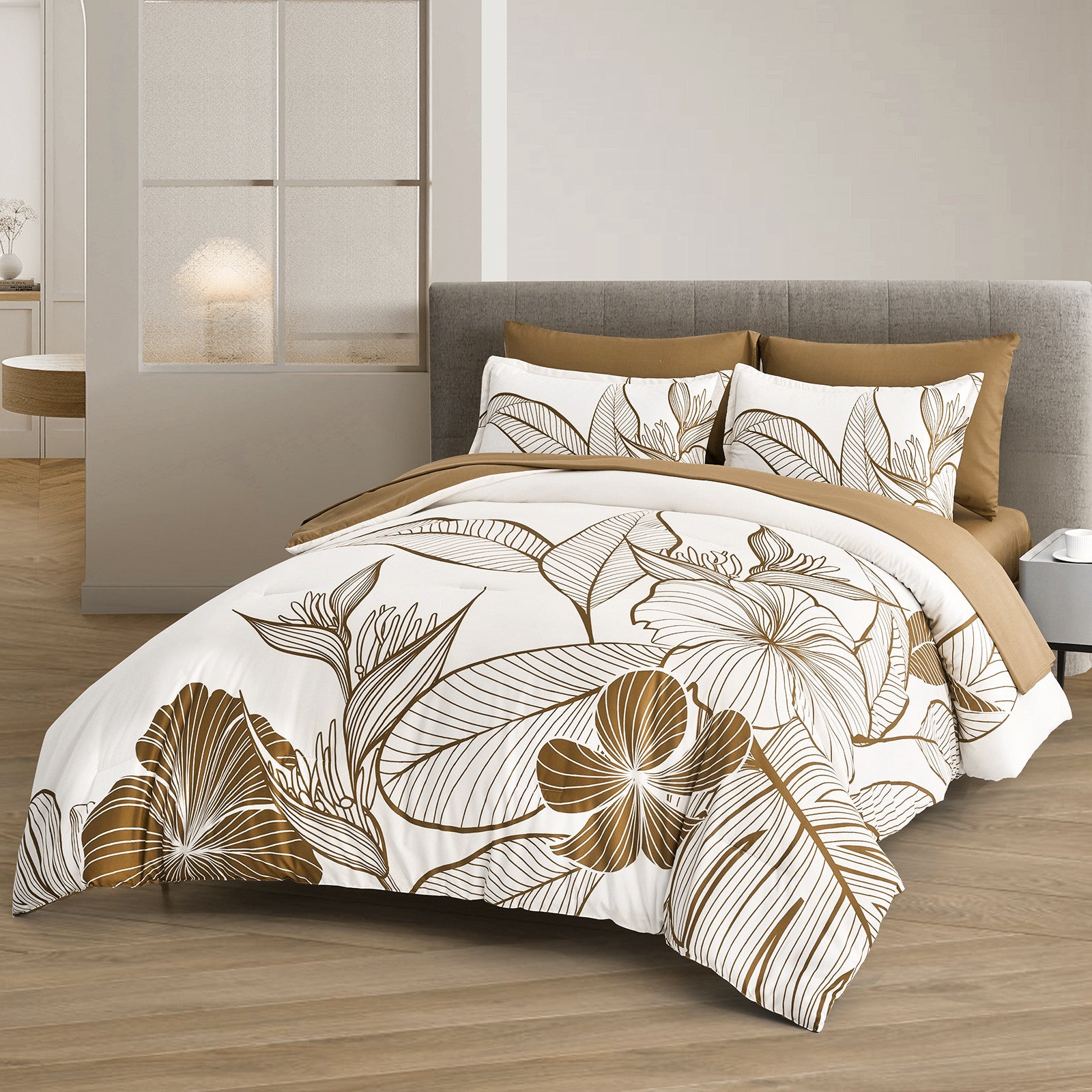 SOFT Floral Comforter Set, Plush Winter Bedding with Pillowcases