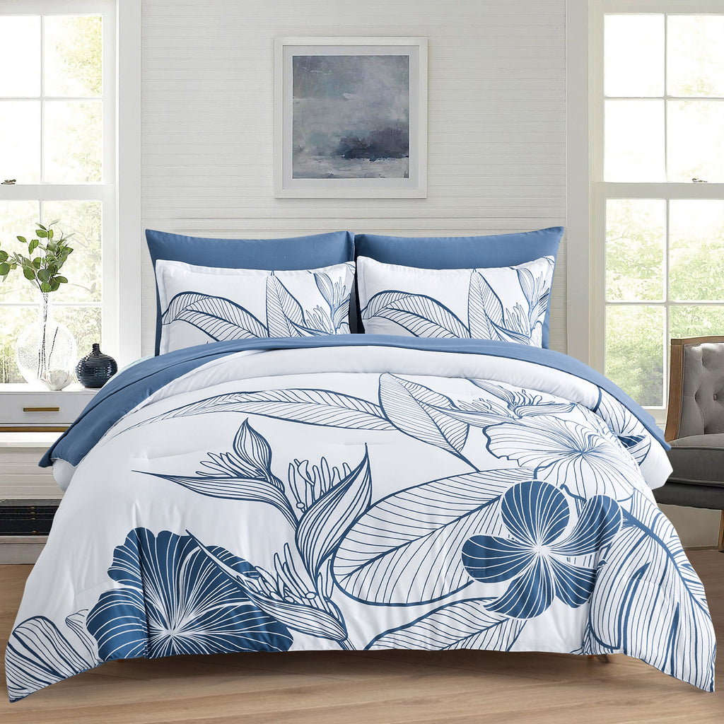 Warm Floral Comforter Set, Plush Winter Bedding with Pillowcases