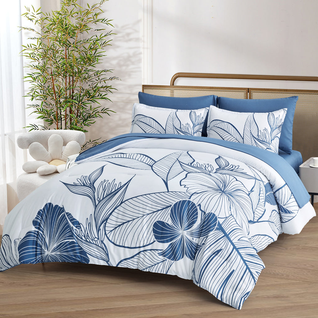 Warm Floral Comforter Set, Plush Winter Bedding with Pillowcases