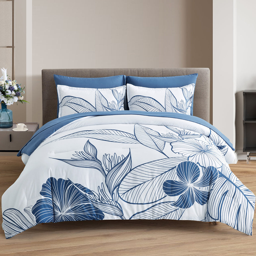 Warm Floral Comforter Set, Plush Winter Bedding with Pillowcases