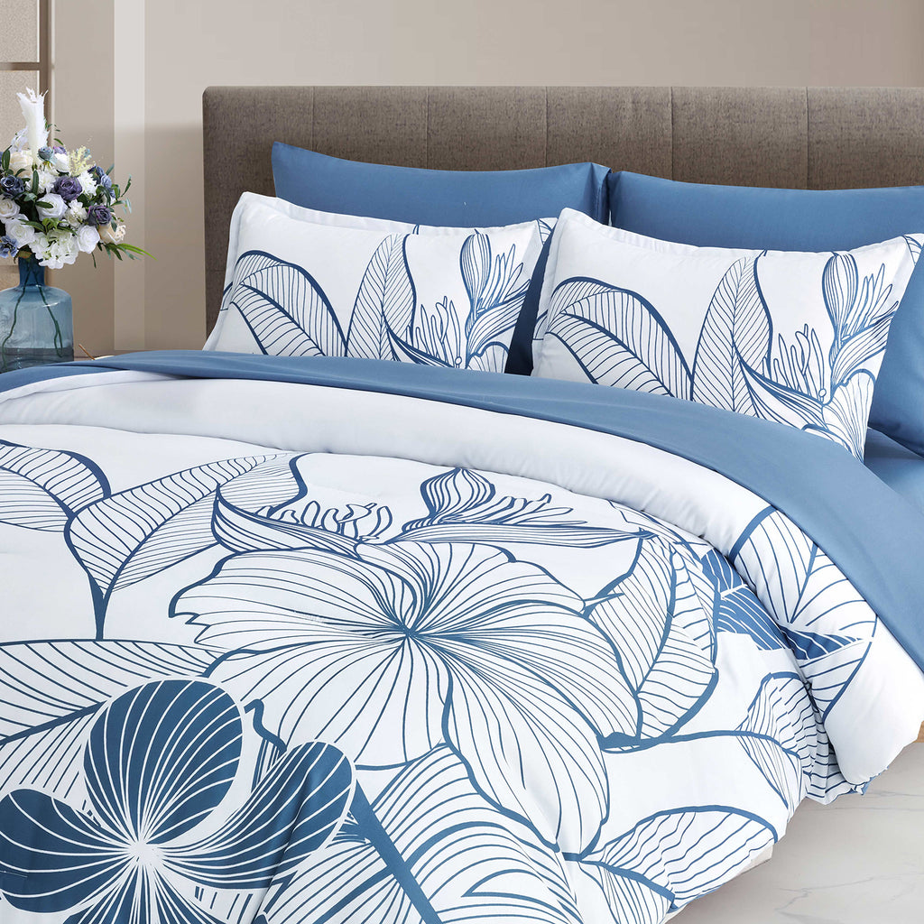 Warm Floral Comforter Set, Plush Winter Bedding with Pillowcases