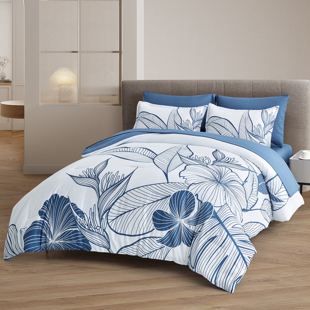 Warm Floral Comforter Set, Plush Winter Bedding with Pillowcases