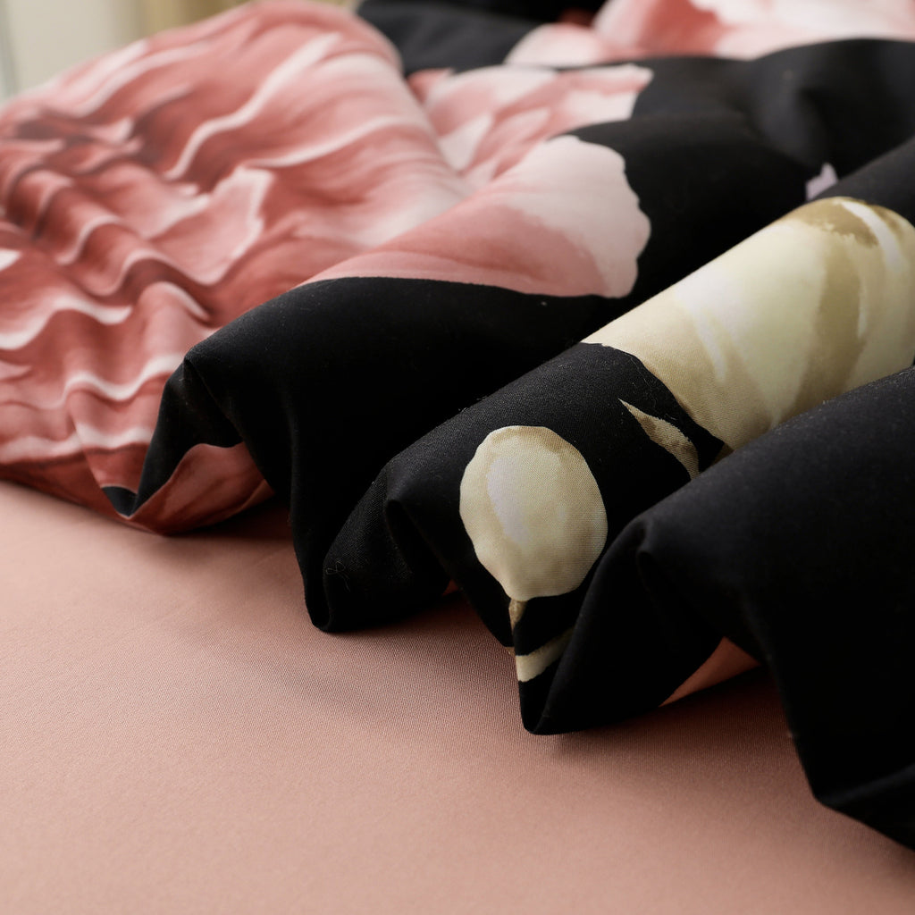 Soft Floral Comforter Set, Quilted Warm Bedding with Pillowcases