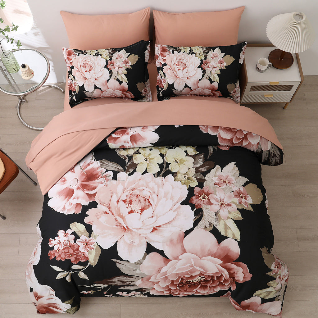 Soft Floral Comforter Set, Quilted Warm Bedding with Pillowcases