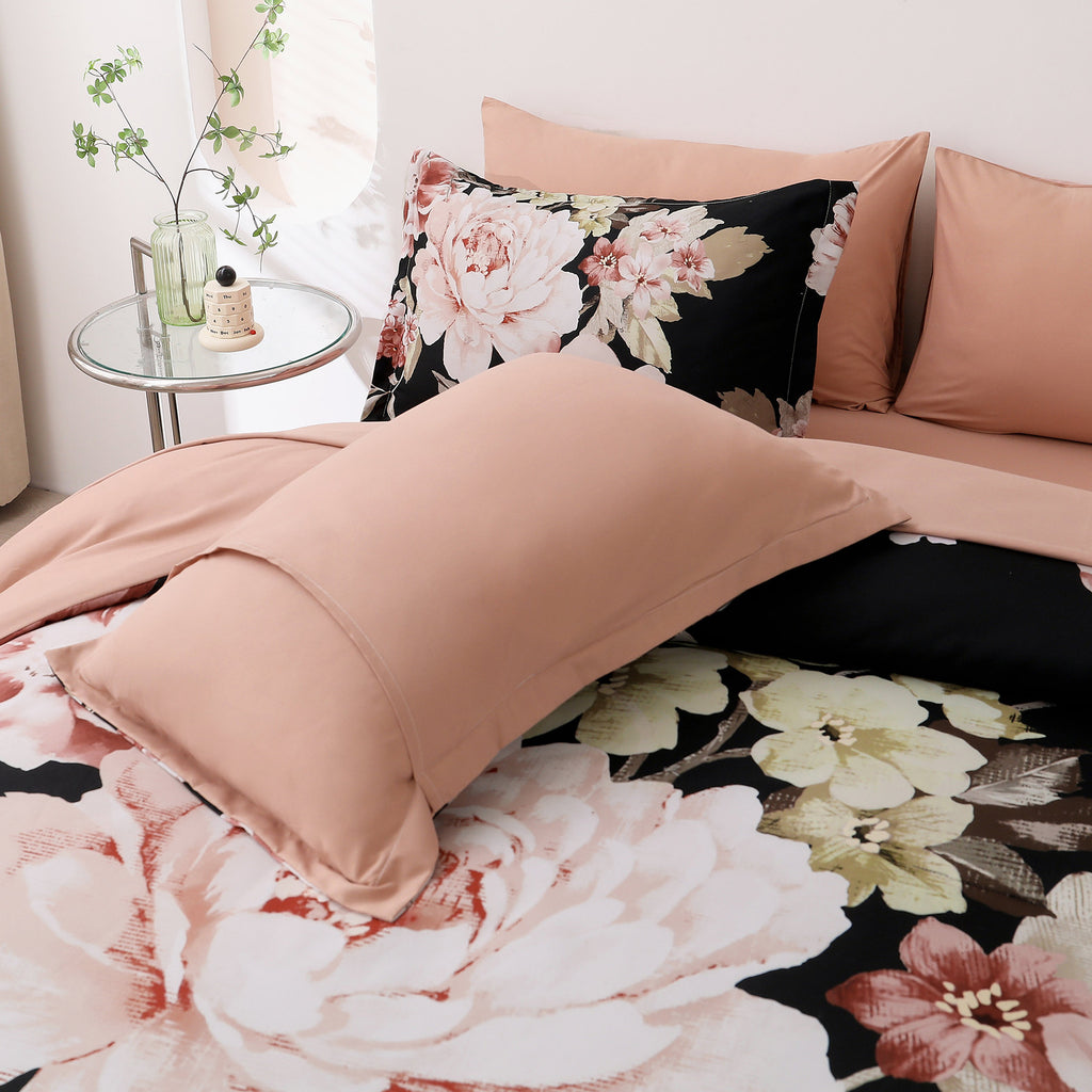 Soft Floral Comforter Set, Quilted Warm Bedding with Pillowcases