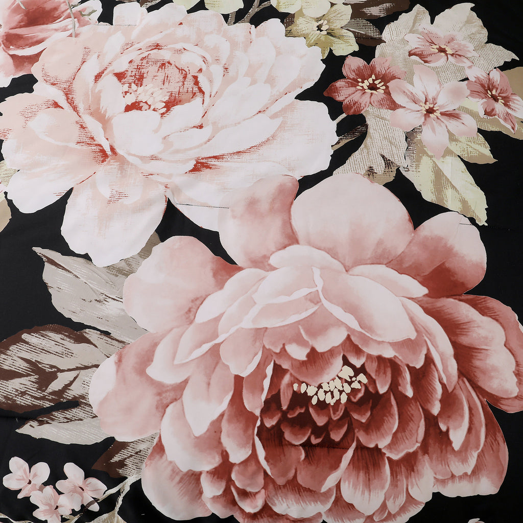 Soft Floral Comforter Set, Quilted Warm Bedding with Pillowcases