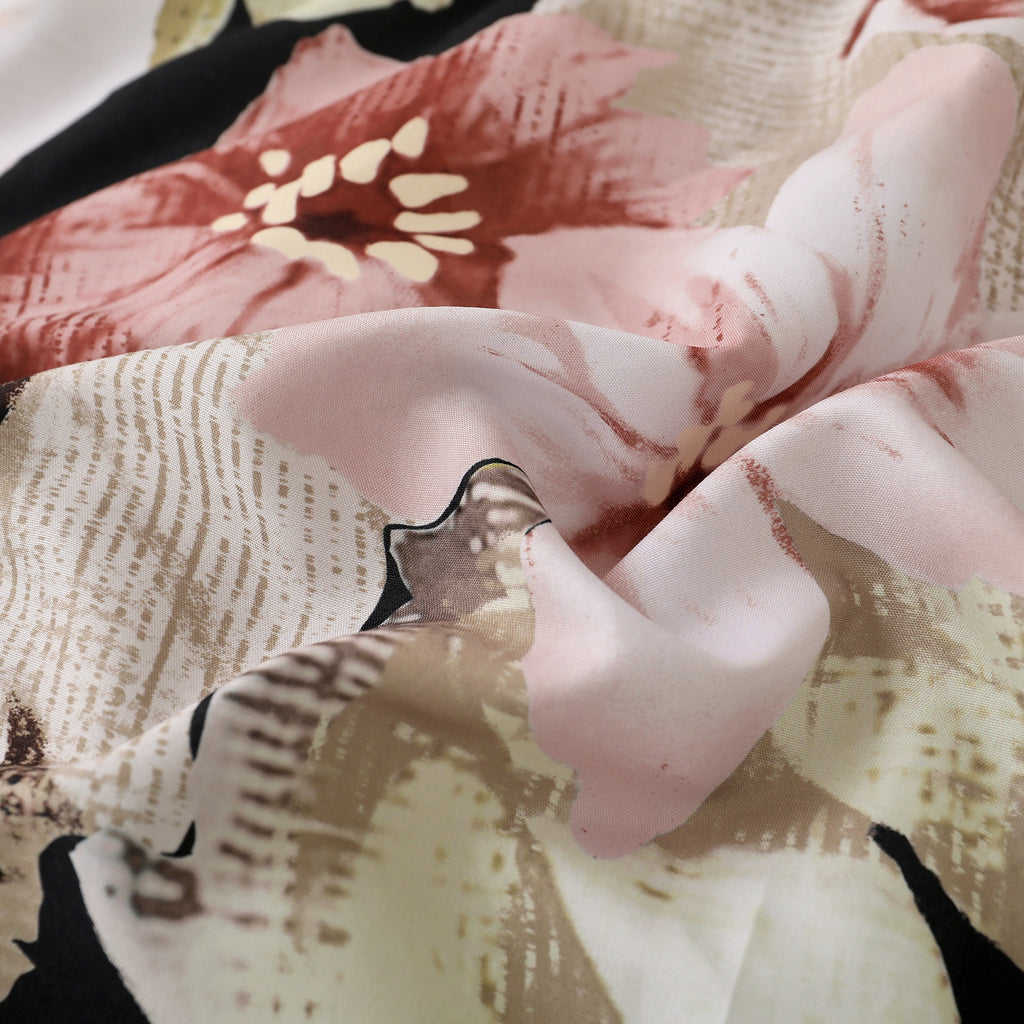 Soft Floral Comforter Set, Quilted Warm Bedding with Pillowcases